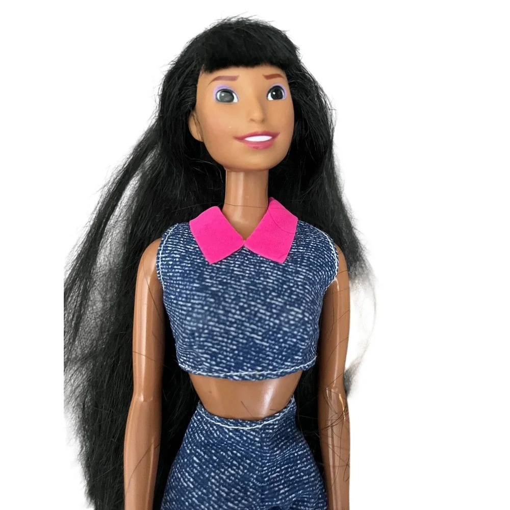 Disney‎ Pocahontas Mattel Doll Long Black Hair Purple Streak Two Piece Outfit